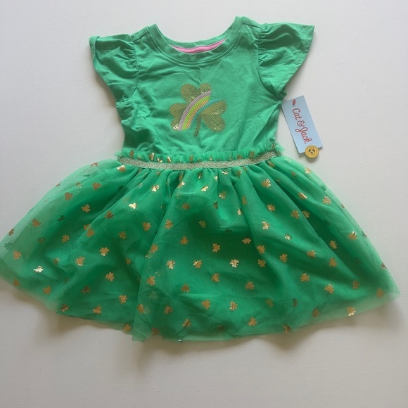 NWT Girl's 3T Shamrock Tulle Dress - Cat & Jack Bright Green (G1) - Picture 1 of 5